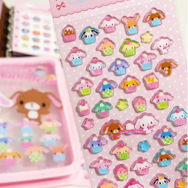 귀여운 슈가버니 버블 스티커 창의적인 만화 전화 케이스 장식 크리스탈 핸드 어카운트 스티커 학생 보상 선물