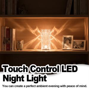 크리스탈 로즈 램프 RGB 라이트 터치 데스크 충전식 LED 장식용 바 침실 조광 가능한 침대 옆 테이블 리모컨 포함 모던