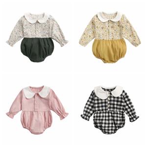 Sanlutoz 공주 신생아 아기 소녀 바디 슈트 긴 소매 코튼 베이비 옷 꽃 격자 무늬 귀여운