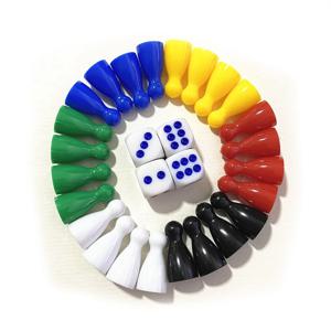 24 조각 체스 맨 + 4 조각 주사위 플라스틱 인간 폰 게임 조각 보드 게임 탁상 마커 구성 요소