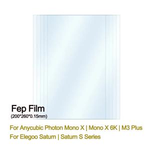 8.9 -9.25인치 FEP 필름 260*200*0.15mm ANYCUBIC Photon Mono X 6Ks 4K M3 Plus Elegoo Saturn 시리즈 3D 프린터 액세서리 LCD
