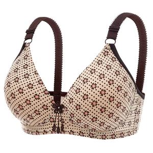 숙녀 엄마 인쇄 브래지어 얇은 섹션 엄마 속옷 여자 강철 반지없이 편안한 브래지어 버클 브래지어의 세 행