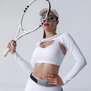 2024 여성용 초박형 암 슬리브, 단색 자외선 차단 암 커버, 스포츠 크롭탑, 요가, 달리기, 체육관, 긴 소매