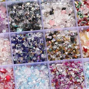 60 그램/상자 혼합 유리 크리스탈 짓 눌린 돌 에폭시 수지 필러 재료 DIY 수지 쥬얼리 액세서리 만들기 네일 아트 공예