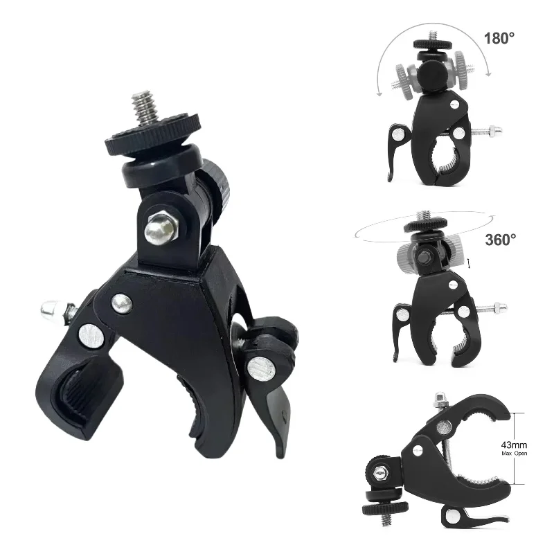 범용 360도 회전 1/4 카메라 DV 자전거 자전거 핸들 바 클램프 브래킷 삼각대 마운트 나사 클립 스포츠 카메라 GOPRO