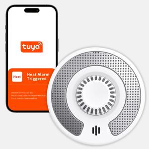Tuya 앱 제어 기능이 있는 V-COME Wi-Fi 스마트 열 감지기, 밀봉된 10년 리튬 배터리가 포함된 WiFi 열 경보기, BS 5446-2, VH03W