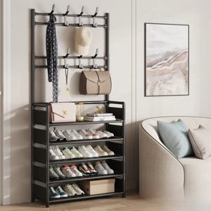 DIY 신발 및 모자 랙 옷 걸이 주최자 바닥 서 방진 천 보관 선반 출입구 간단한 다층 신발장