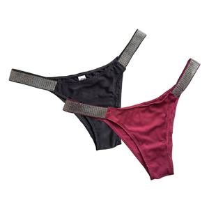 울트라 글래머러스 여성용 니트 글리터 로우 웨이스트 티팬티 팬티, 감각적인 룩, 친밀한 컬렉션에 적합