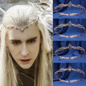 영화 엘프 킹 라운드 크라운 티아라 여성용 물방울 지르콘 머리띠, 웨딩 신부 헤어 액세서리, 쥬얼리 코스프레 모자 선물