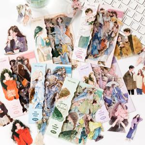 JIANQI 30 개/갑 PET Ins 스티커 소녀 생활 콤보 키트 DIY Scrapbooking 재료 콜라주 편지지 장식 일기 용품