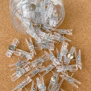 코르크 보드에 대 한 20pcs 다기능 클립 모양의 엄지 압정 투명 플라스틱 푸시 핀 홈 사진 벽 장식 클립