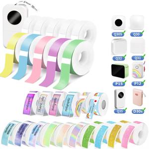 Q30 D30 D32 D35용 1롤 접착 라벨 메이커 용지 마크라이프 P12 P15 P11 L12 DELI Q2 이름표 스티커 티켓 태그 노트