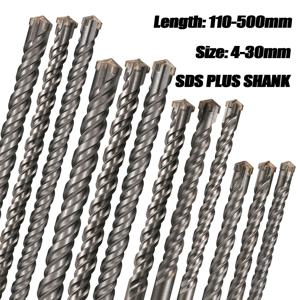확장 크로스 전기 해머 드릴, SDS 플러스 스루 월, 강화 콘크리트 경질 합금, 4 블레이드 임팩트 드릴 비트, 110-500mm