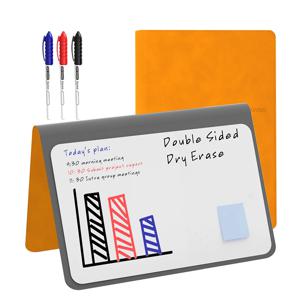 A5 재사용 가능한 화이트 보드 노트 세트 화이트 보드 펜 지우기 천 가죽 메모 패드 주간 플래너 휴대용 세련된 사무실