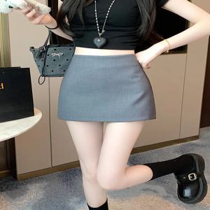 여성용 그레이 슈트 스타일 하이웨이스트 숏 스커트 봄 여름 신상 플러스 사이즈 커비 바디콘 미니 드레스 출퇴근 친화적