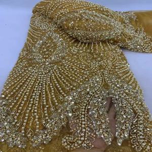 2025 럭셔리 나이지리아 아프리카 페르시 레이스 패브릭 고품질 스팽글 자수 바느질 드레스에 대한 아프리카 프랑스어 레이스 패브릭