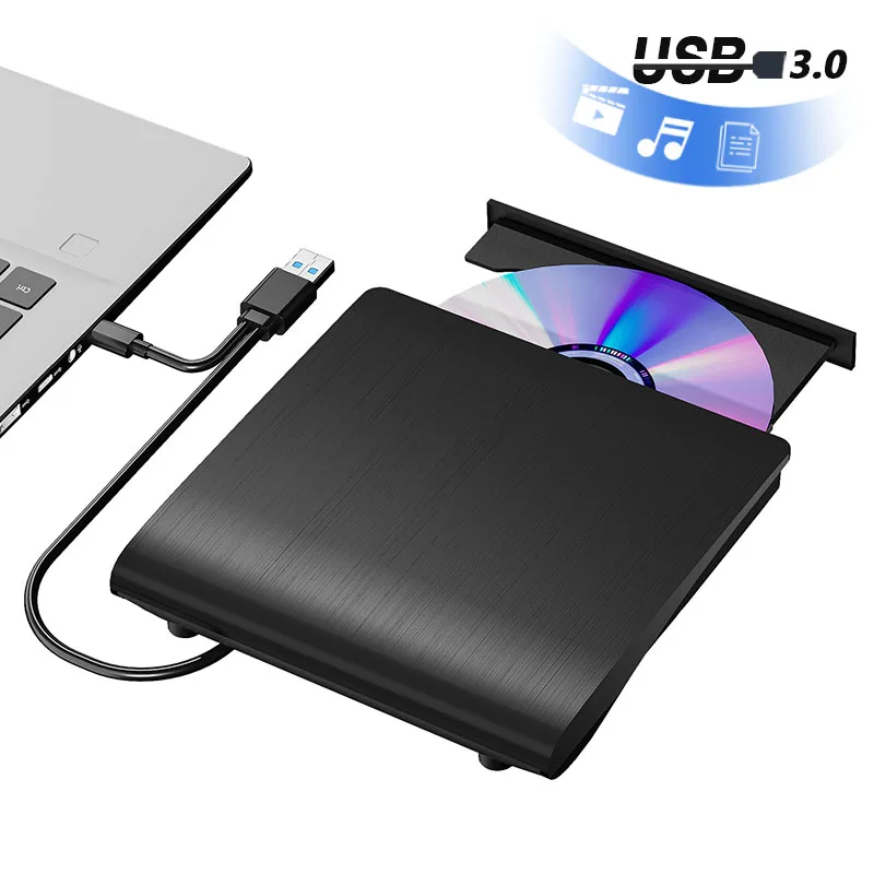 Hirucy cd플레이어,USB 3.0 USB C타입 외장 CD/DVD RW 드라이브, 읽기 버너 플레이어, 휴대용 광학 드라이브, 노트북 PC 윈도우 리눅스 OS Mac용