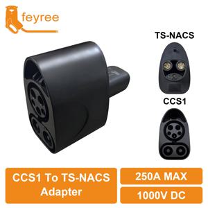 Feyree CCS1-TS-NACS 어댑터 250A DC Tesla Model 3/X/Y에 적합 TS-NACS 충전 포트 지원 CCS1 충전기