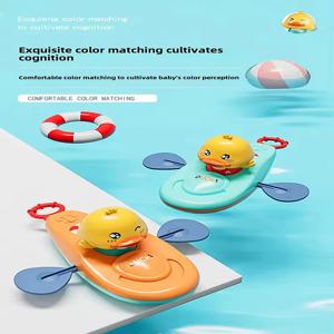 1개 - 작은 노란색 오리 목욕 장난감 자동 노 젓는 카약, BPA 프리 유아용 수영장 장난감, 배터리 없는 베이비 샤워 선물