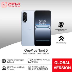 OnePlus Nord 5 글로벌 버전 스마트폰 50MP LYT-700 카메라 1.5K AMOLED 디스플레이 스냅드래곤 8s Gen 3 OxygenOS 15