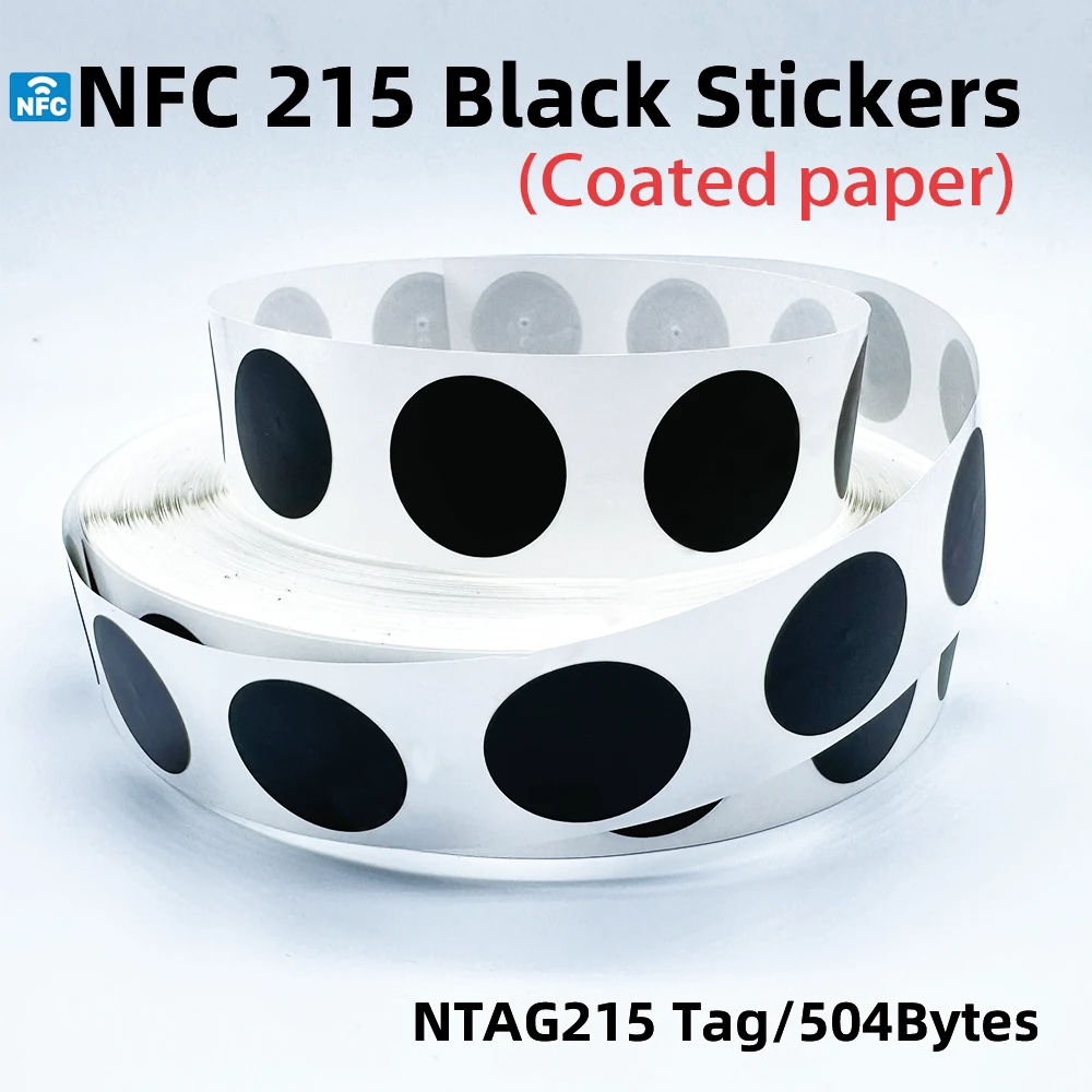 30/50pcs 검정 Ntag215 태그 13.56MHz ISO14443A 504 바이트 모든 NFC 전화에 대 한 프로그래밍 가능한 NFC 스티커 RFID 접착 스마트 태그