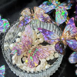 나비 애완 동물 방수 스티커 팩 나비 사랑 꽃 시리즈 쉘 라이트 핸드북 DIY 재료 장식 스티커