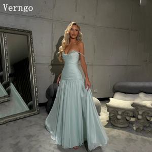 Verngo 블루 쉬폰 이브닝 드레스 오프 숄더 머메이드 파티 드레스 아플리케 댄스 파티 드레스 맞춤형 로브 드 소와레