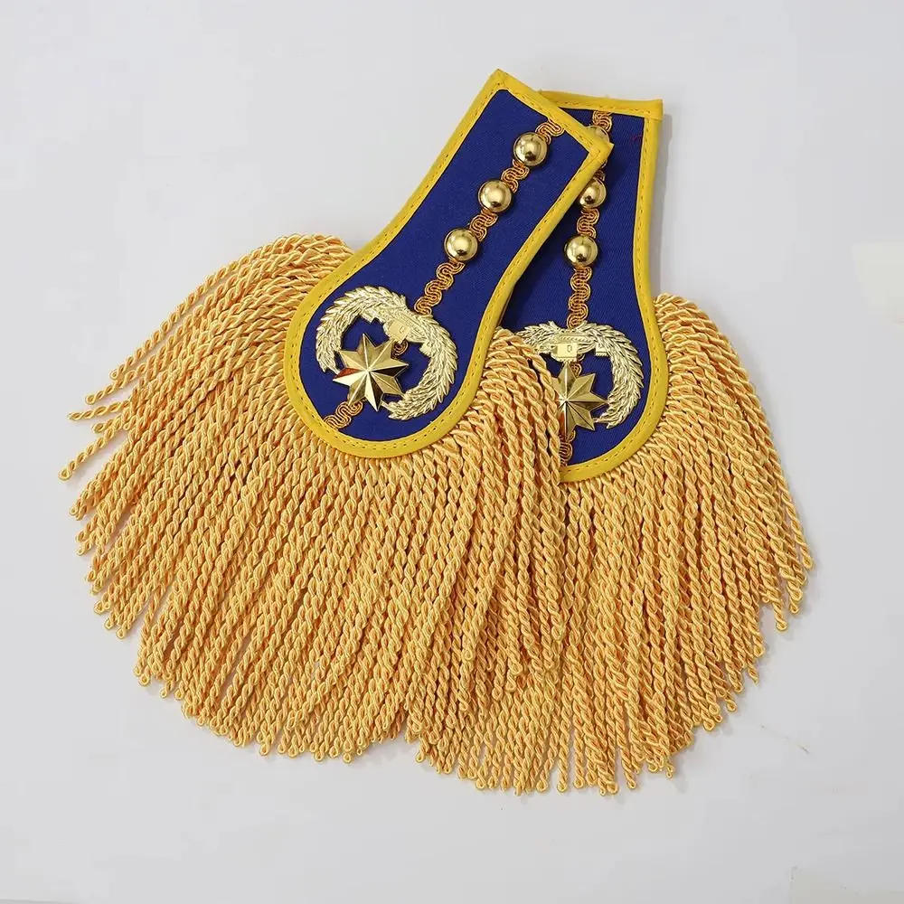 1 쌍의 어깨 패드 Epaulettes 브로치 보드 드럼 혼 밴드 자켓 용 다목적 Tassel Fringe Epaulets Overcoats Epaulett
