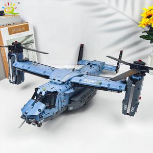 HUIQIBAO MOC 1389PCS V-22 틸트 로터 항공기 헬리콥터 빌딩 블록 어린이 군용 비행기 모델 벽돌 장난감 홈 장식.