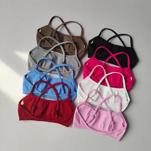 충격 방지 및 아름다운 등선이 없는 스포츠 브라, 여성용 짐 탑 크롭 튜브 요가탑, 피트니스 스크런치 엉덩이 운동복