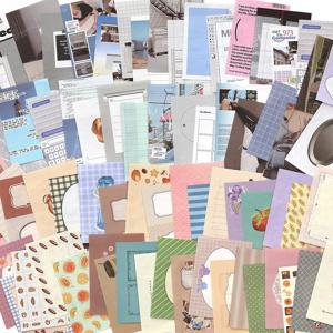 50 매 레트로 기능 메모 재료 책 장식 종이 크리 에이 티브 콜라주 정크 저널 DIY 스크랩북 미적 공예 종이
