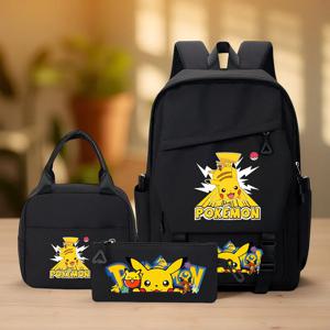 피카츄 대용량 백팩 세트, 토트백 & 조절 가능한 스트랩이 있는 필통, 데일리 출퇴근, 신학기, 여행용