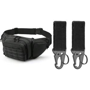 야외 전술용 허리 가방 메탈 클립 버튼 세트, 나일론 허리 가방 하이킹 사냥 캠핑 벨트 체스트 백 메탈 훅 포함