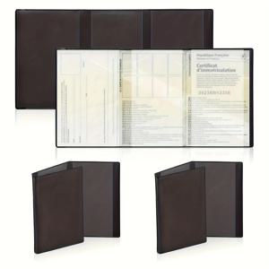 1/2/3개 묶음 블랙 어슈어런스 카드 파우치 - 등록 증명서 보호 케이스 투명 플라스틱 문서 지갑