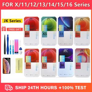 JK 시리즈 LCD 터치 스크린 디지타이저 어셈블리 (아이폰 X, XS, XR, 11, 12, 13, 14, 15, 16, 16 Pro Max, Plus, Mini 디스플레이 교체용)