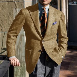 남성용 울 혼방 수트 재킷 싱글 브레스티드 비즈니스 블레이저 캐주얼 패션 슬림 핏 편안한 우아한 트위드 코트 아우터웨어