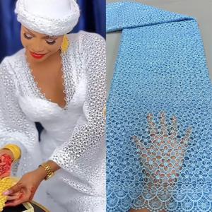 아프리카 밀크 실크 원단과 수용성 레이스 2025 고품질 밀크 실크 나이지리아 메쉬 레이스 원단 웨딩 드레스용