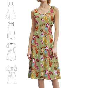 라스베가스 아이콘 프린트 여성용 힙합 스트리트웨어 드레스 그래픽 프린트 파티 클럽웨어 다이스 골드 플라밍고 세븐 트리플 세븐스