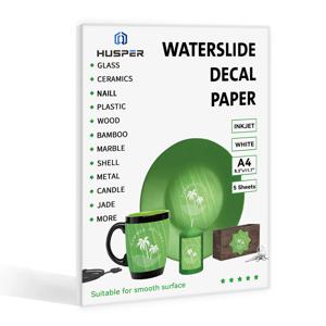 5장 A4 사이즈 워터 슬라이드 데칼 용지 잉크젯 프리미엄 워터 슬라이드 전사 용지 투명 인쇄 가능 워터 슬라이드 용지