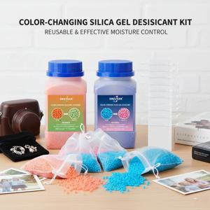 재사용 가능한 실리카겔 제습제 비즈 오렌지 블루 습기 흡수제 3D 프린터 전자제품 보석용 3-5mm