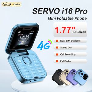 SERVO i16 PRO 4G LTE 미니 플립 휴대폰 듀얼 SIM 대기 통화 녹음 스피드 다이얼 FM 라디오 1.77인치 화면 접이식 휴대폰