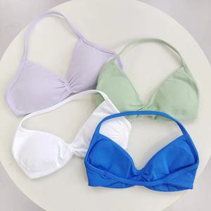 여성용 하이 서포트 레이스업 스포츠 브라 - 얇은 스트랩 캐미솔, 심리스, 타이트핏 푸쉬업 트레이닝 & 요가, 짐 탑