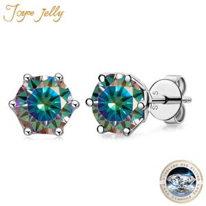 JoyceJelly 1/2/4CT VVS D 컬러 Moissanite 러시아어 컷 8H8A 랩 다이아몬드 스터드 귀걸이 여성용 S925 스털링 실버 파인 쥬얼리