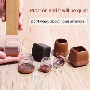 두꺼운 랩 펠트 패드가 있는 의자 다리 바닥 보호대, 실리콘 가구 다리 커버, 바닥 보호용 블랙 테이블 발 컵, 8 개