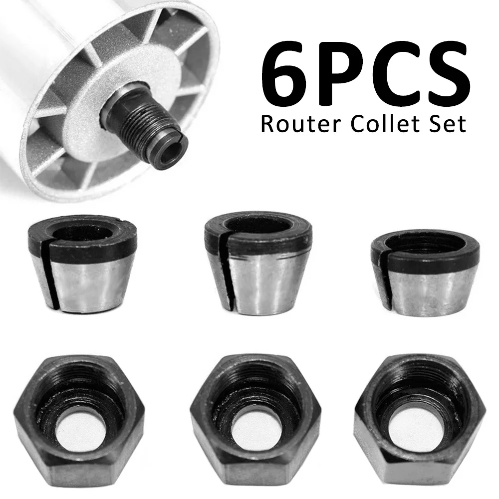 6/12PCS 6/6.35/8mm 밀링 커터 콜렛 어댑터 콜렛 척 조각 트리밍 기계 전기 밀링 커터 액세서리