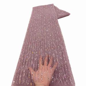 아프리카 레이스 패브릭 2025 스팽글 페르시 자수 신랑 나이지리아 신부 결혼식을위한 고품질 프랑스어 얇은 명주 그물 패브릭