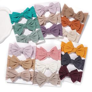 3 개/대 다채로운 아기 신생아 머리띠 Bowknot 매듭 Hairbands 소프트 니트 어린이 모자를 쓰고 있죠 유아 터번 소녀 액세서리