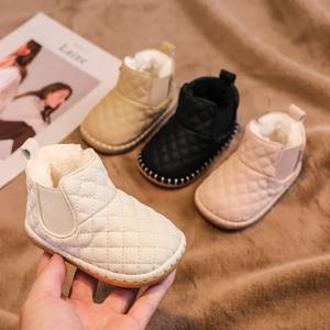 겨울 아기 ​​소녀 소년 스노우 부츠 따뜻한 플러시 어린이 야외 신발 부드러운 단독 미끄럼 방지 유아 신발 키즈 코튼 패딩 신발