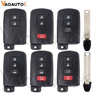 스마트 원격 키 쉘 케이스 포브, 토요타 아발론 캠리 RAV4 2012-2015, 삽입 키 2 개, 3/4 개 버튼, 블레이드 포함 자동차 키 쉘