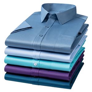 남성용 주름 방지 셔츠, 반팔 원피스 셔츠, 슬림핏 카미사, 소셜 비즈니스 블라우스, 포켓 화이트 셔츠, S-7XL